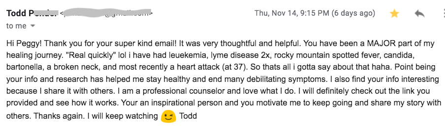 Email Feedback Todd, major part of my life